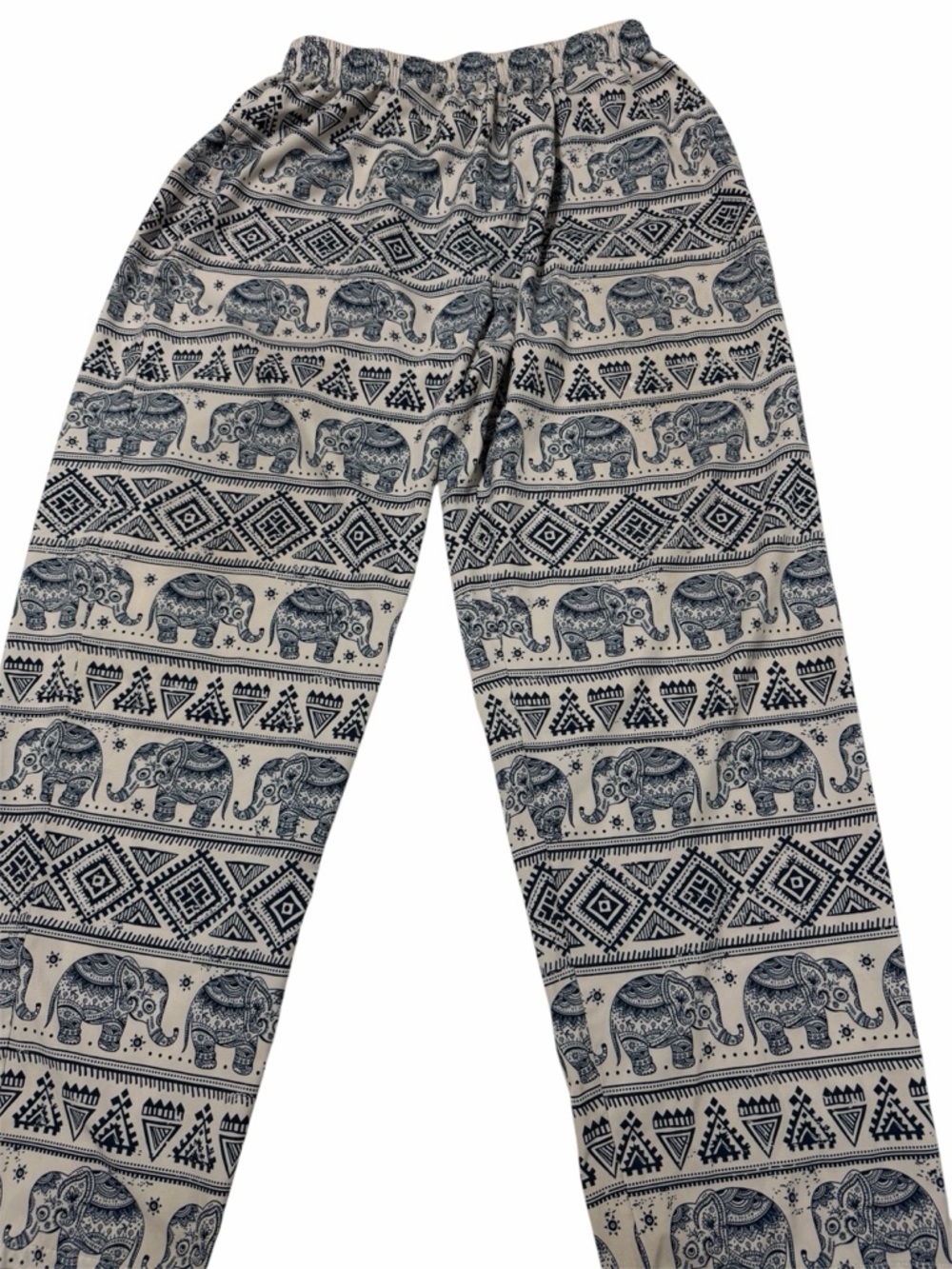 YoungLA Navy and Cream Boho Elephant Print Wide Leg Pants